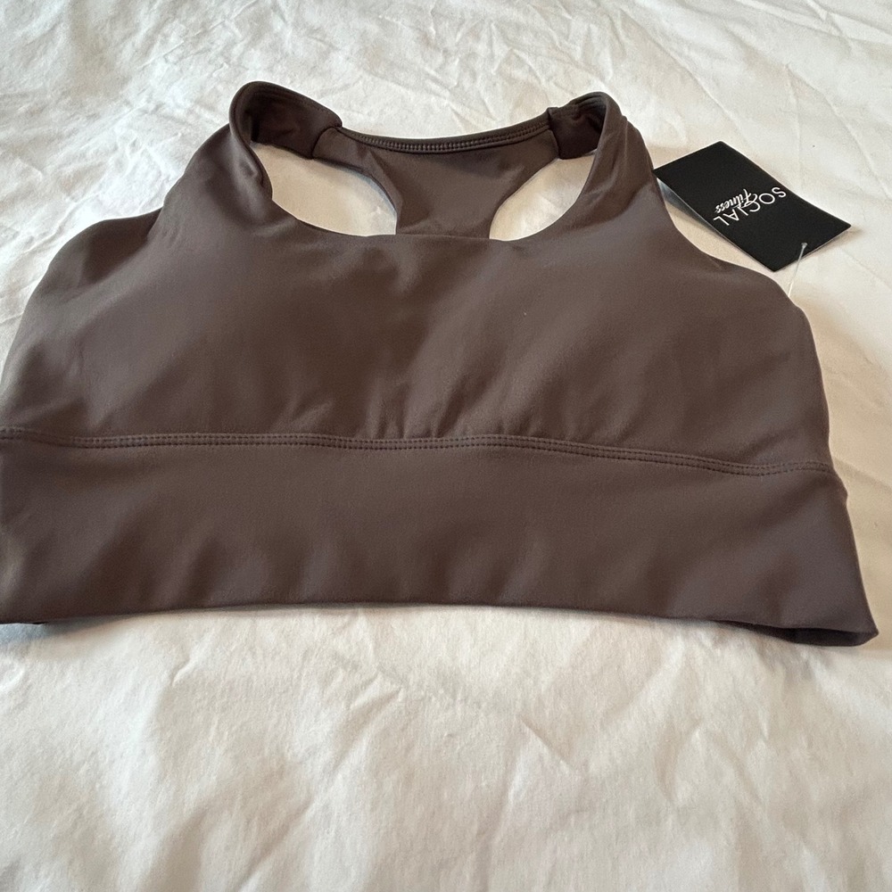 SOCIAL Racerback Sports Bra Brown Purple Activewear Top XS NWT - Picture 8 of 8